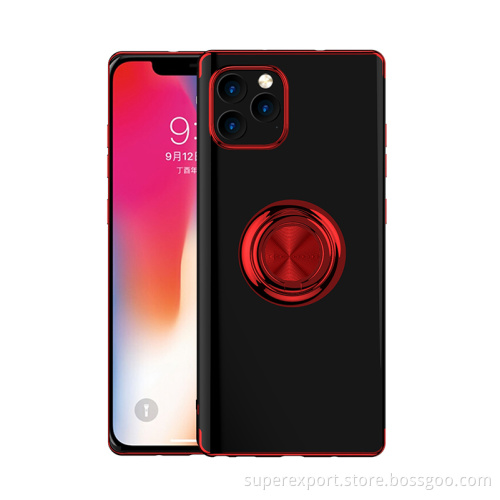 Electroplating TPU phone case cover 360 Degree ring holder Magnetic Car holder Mobile Phone case for iphone 11/ 11 pro max